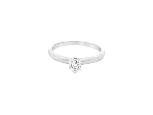 18K White Gold Classic Solitaire Ring with Natural Round Diamond in 6-Prong Setting